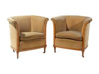 A Pair of Art Deco Mohair Upholstered Club Chairs