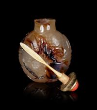 A Well Carved Shadow Agate Snuff Bottle