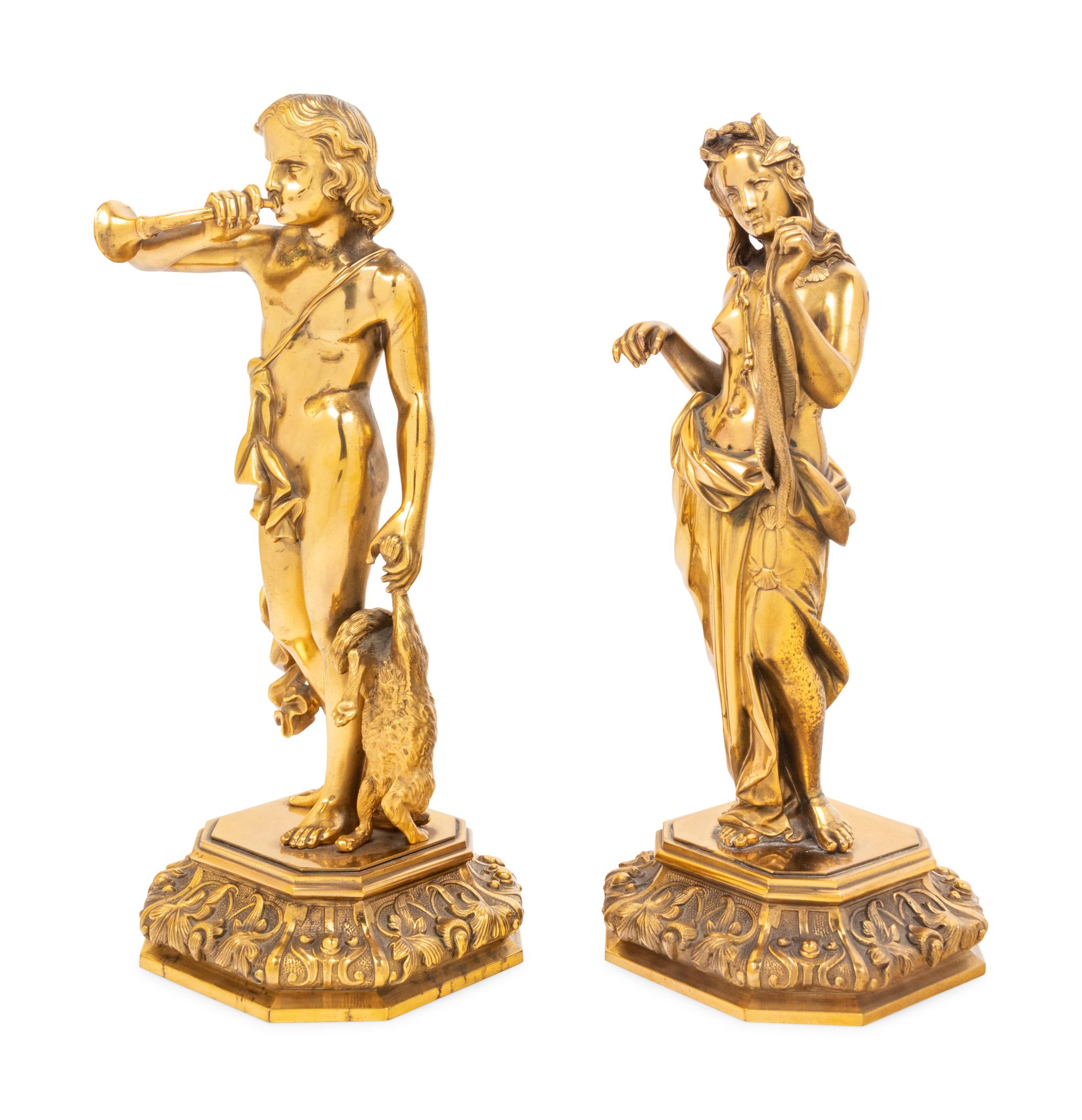 A Pair of Continental Gilt Bronze Figures