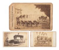 [LINCOLN, Abraham (1809-1865)]. A group of 4 images depicting funeral cars and catafalques that conveyed Lincoln's body through the funeral cities.