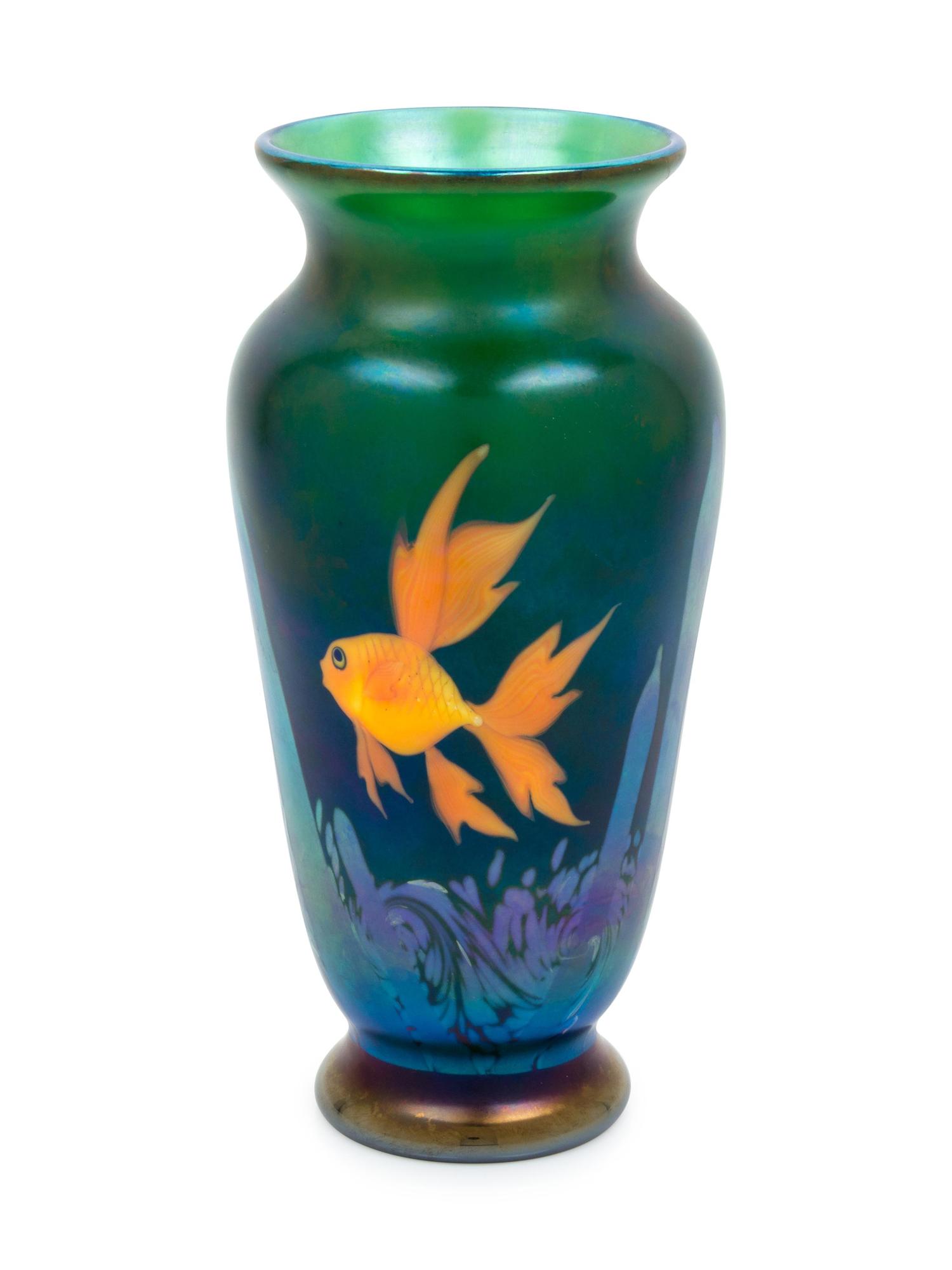 Iridescent Fish Vase Orient & Flume, USA