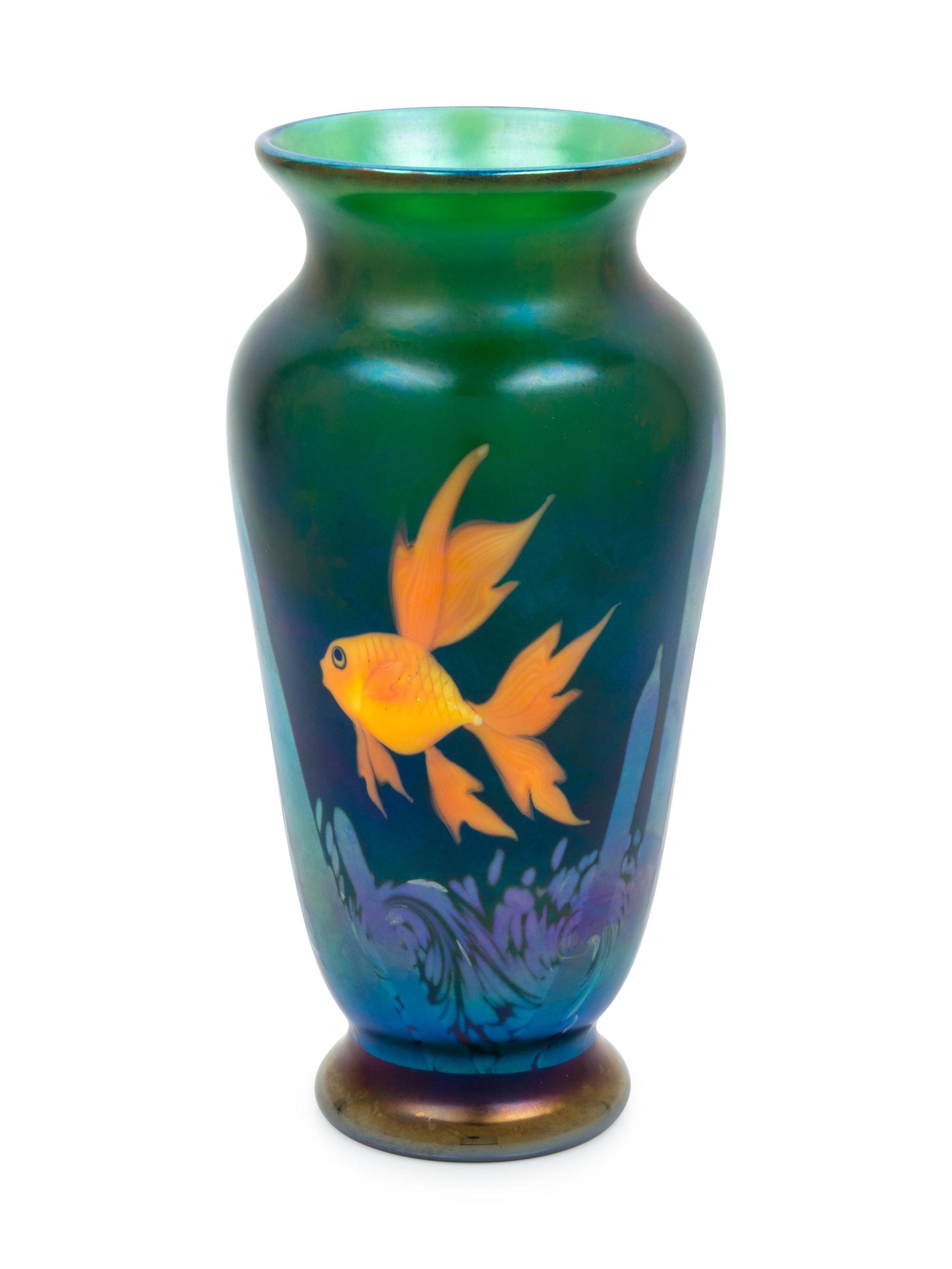 Iridescent Fish Vase Orient & Flume, USA