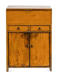A Chinese Yellow Painted Hardwood Cabinet