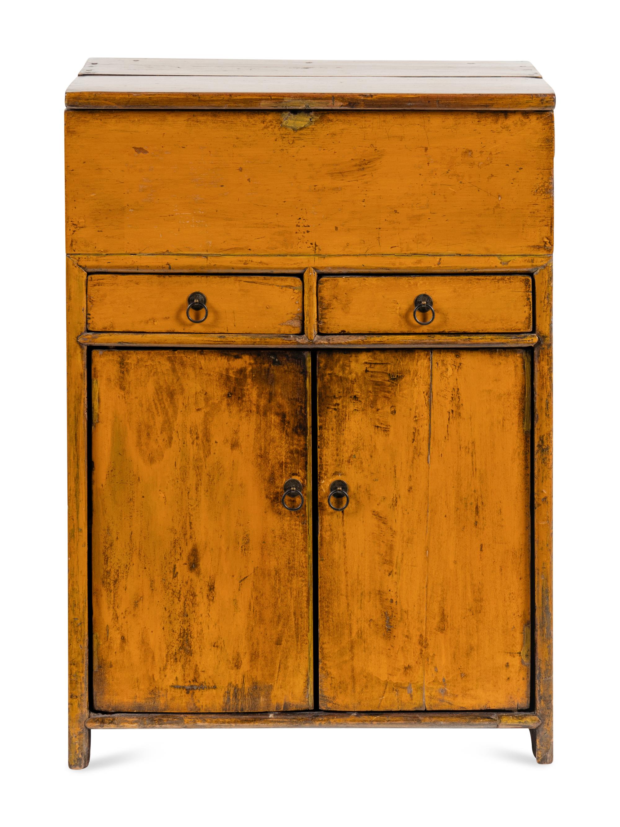 A Chinese Yellow Painted Hardwood Cabinet