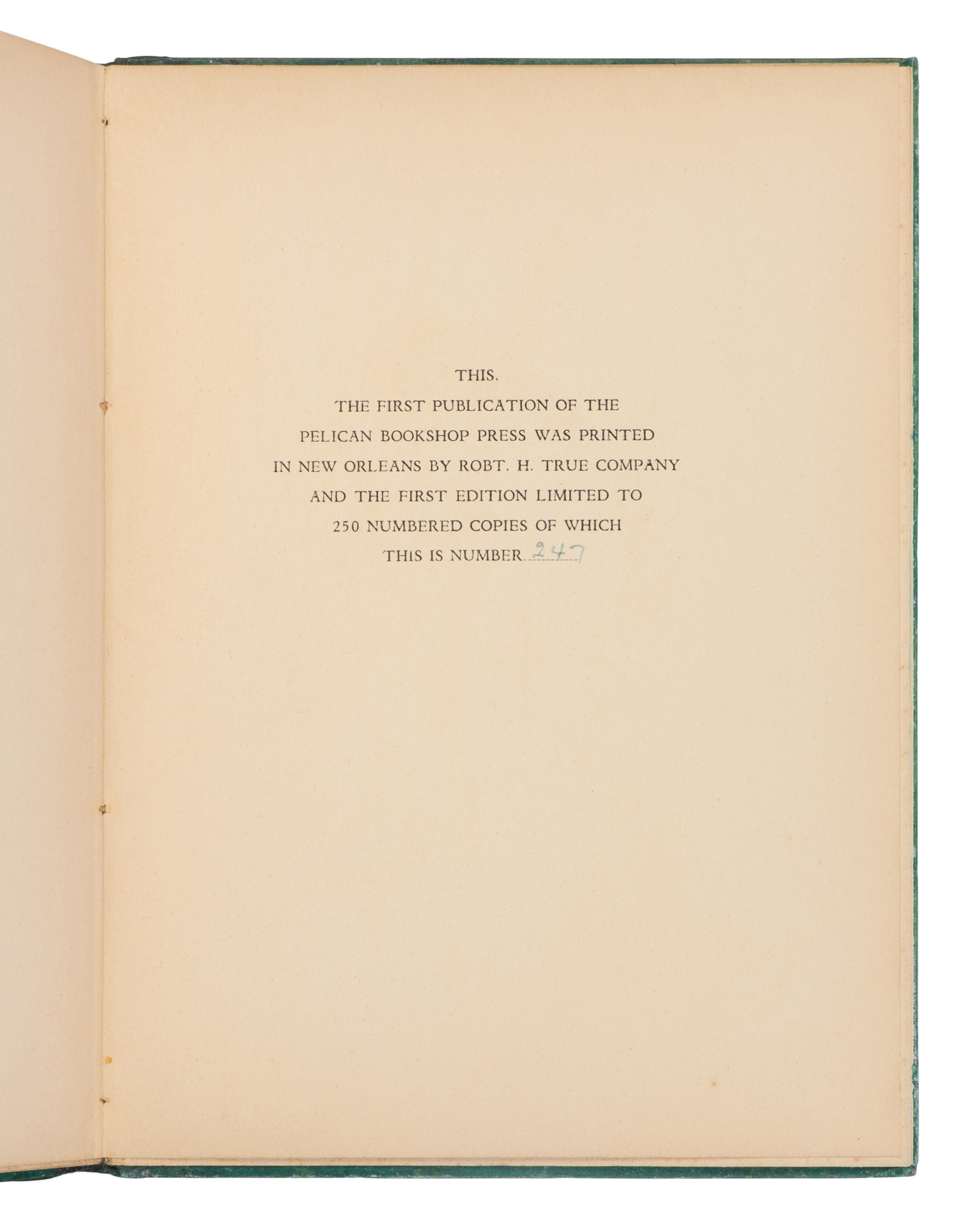 FAULKNER, William (1897-1962). Sherwood Anderson & Other Famous Creoles. A Gallery of Contemporary New Orleans . New Orleans: Pelican Bookshop, 1926.