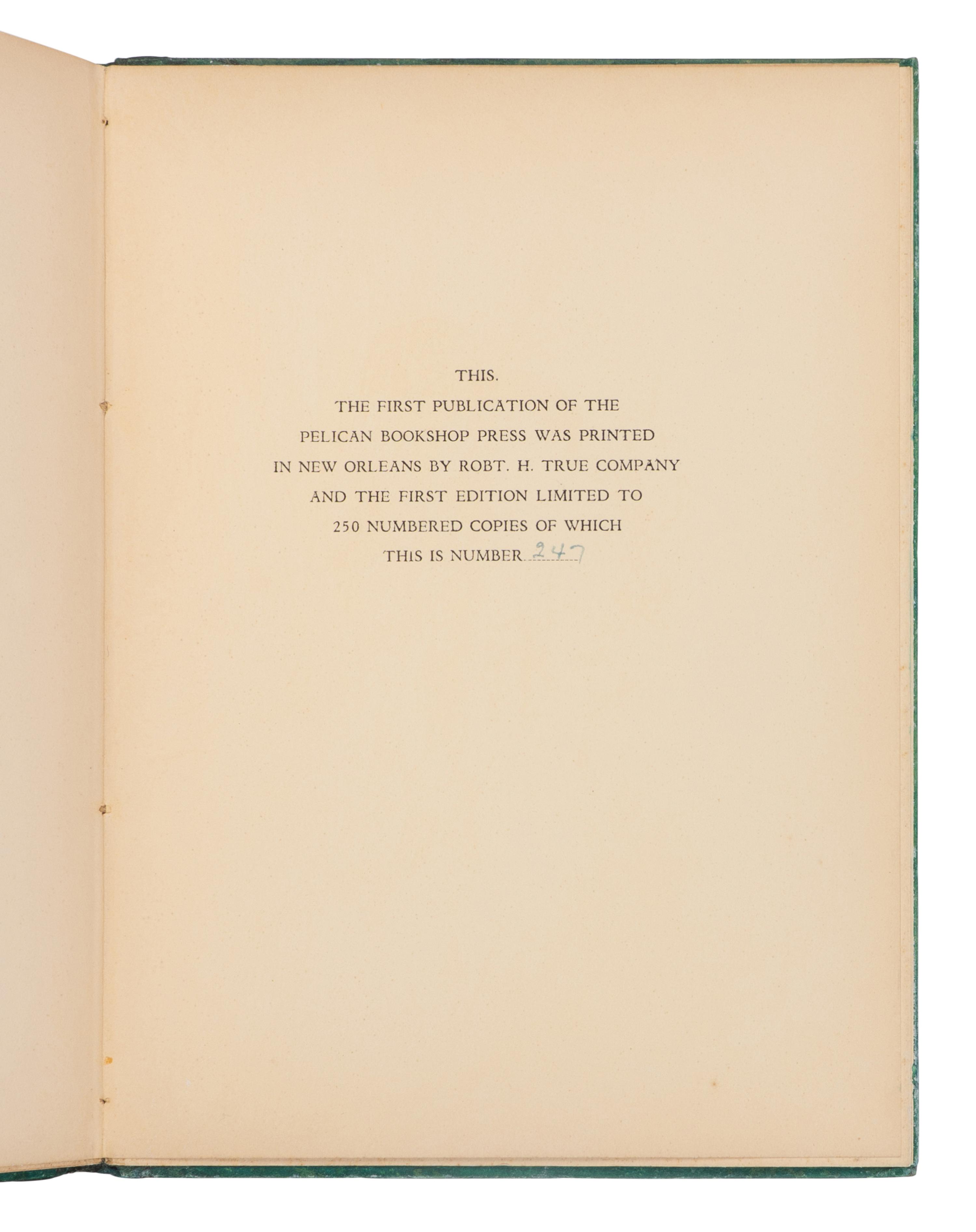 FAULKNER, William (1897-1962). Sherwood Anderson & Other Famous Creoles. A Gallery of Contemporary New Orleans . New Orleans: Pelican Bookshop, 1926.