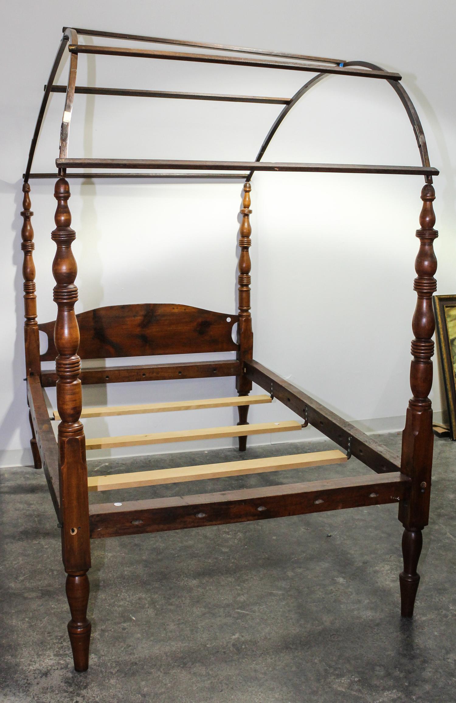 An American Walnut Canopy Bed Height at highest point 84 3/4 inches. — 19TH CENTURY, WITH ADAPTATION
