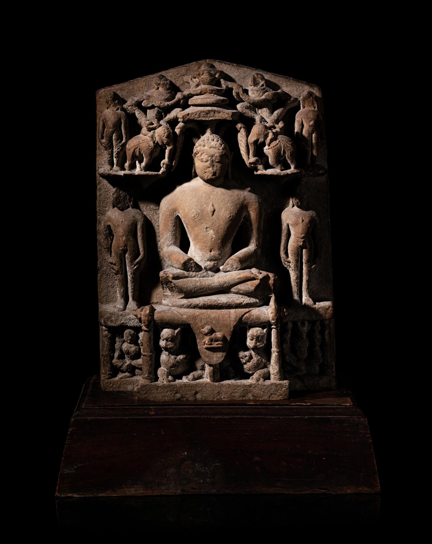 An Indian Red Sandstone Stele of Jainism Mahāvīra