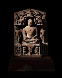 An Indian Red Sandstone Stele of Jainism Mahāvīra