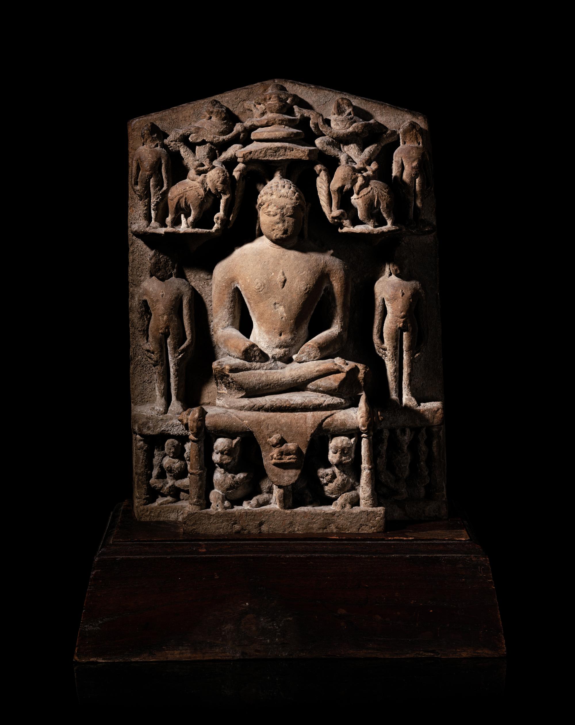 An Indian Red Sandstone Stele of Jainism Mahāvīra