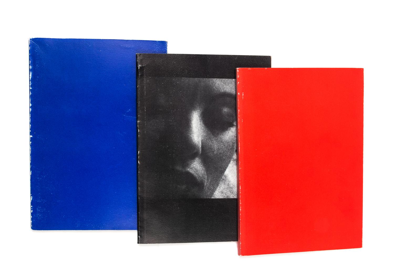 LAWLER, LOUISE. Untitled [Card Books]. NY, 1978. 3 vols. (red, blue, black)