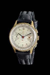 A Gold Plated Steel Ref. 769 Slide-Rule Chronomat Chronograph Wristwatch, Breitling, Circa 1940,