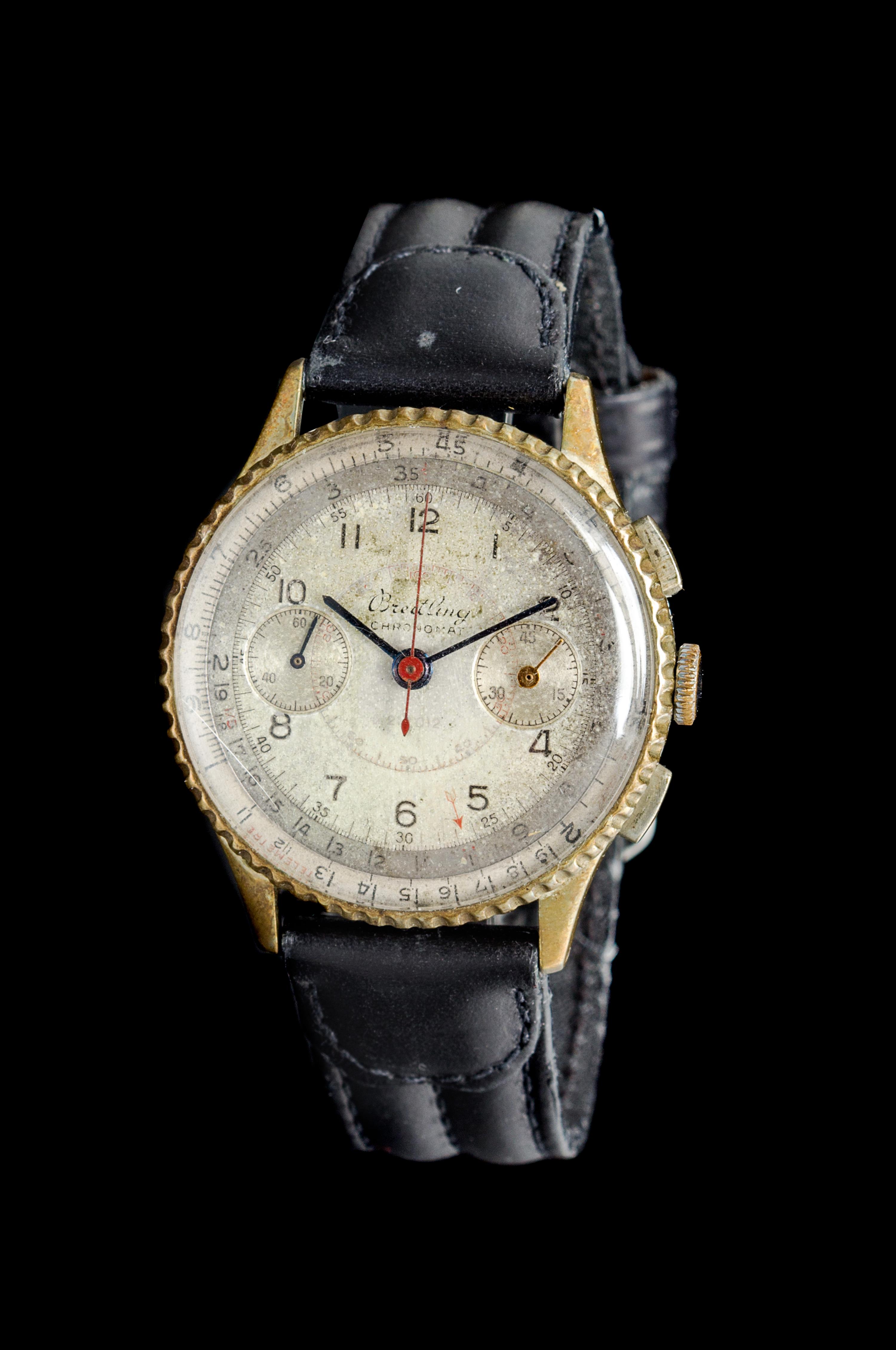 A Gold Plated Steel Ref. 769 Slide-Rule Chronomat Chronograph Wristwatch, Breitling, Circa 1940,