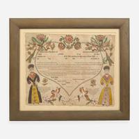 Georg Freiderich Speyer (active c. 1774-1801) A Fraktur birth and baptism record for Anna Barbara Krionin, dated "1779"