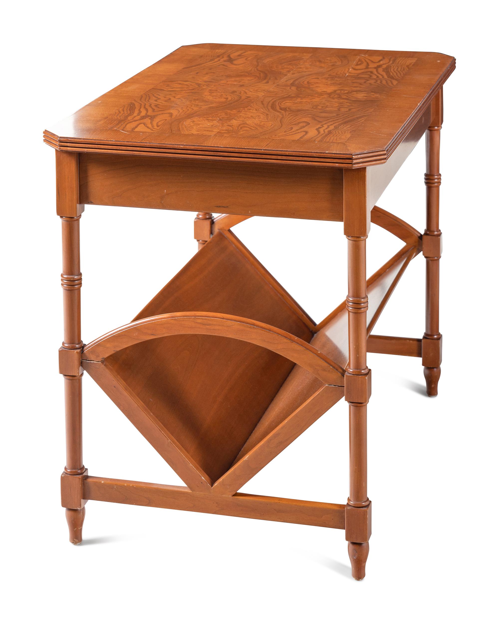 A Pair of William Switzer Walnut and Olivewood Side Tables