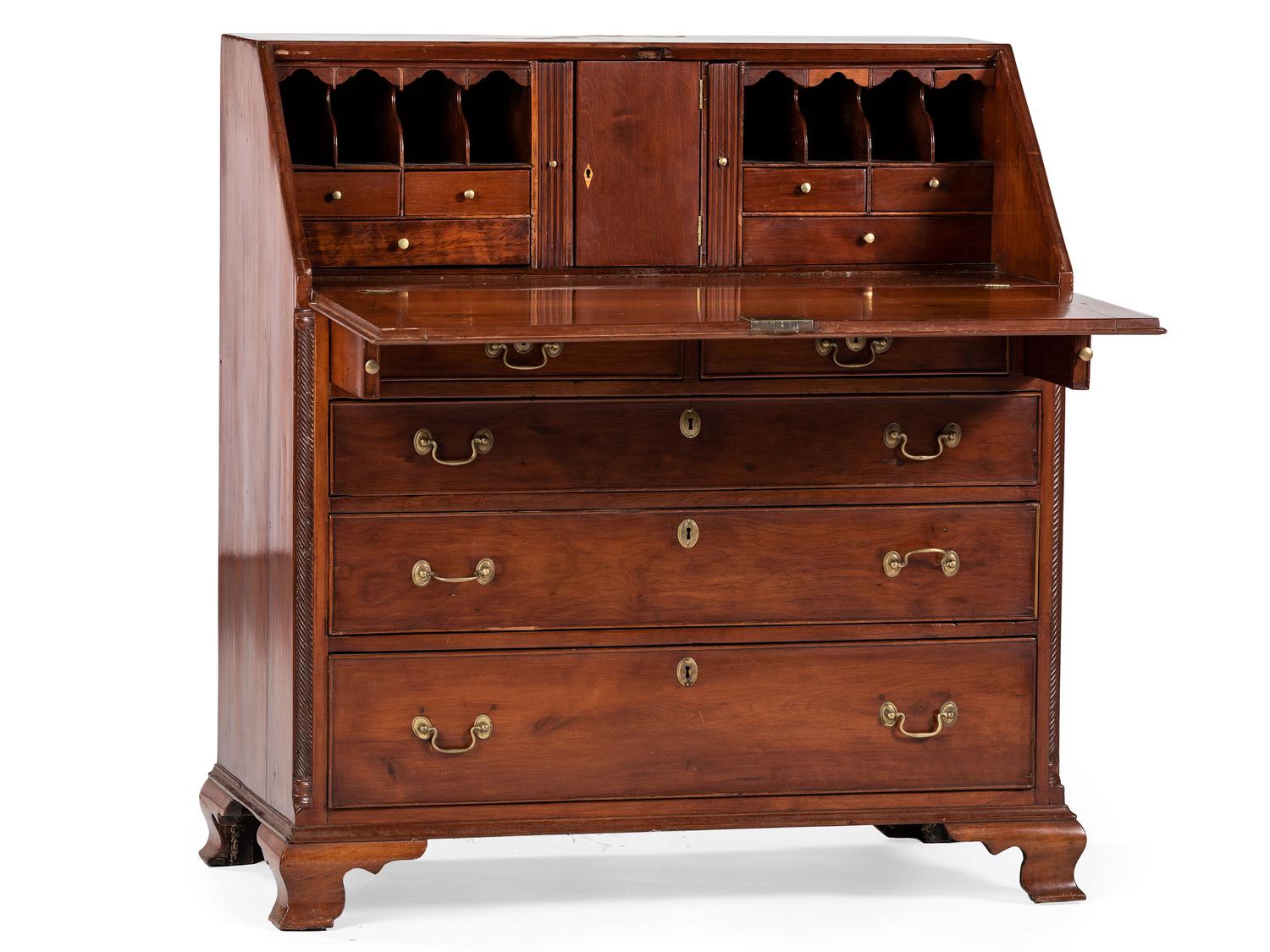 A Chippendale Walnut Slant Front Desk