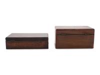 A Continental Burlwood Tea Caddy and a Mahogany Table Casket