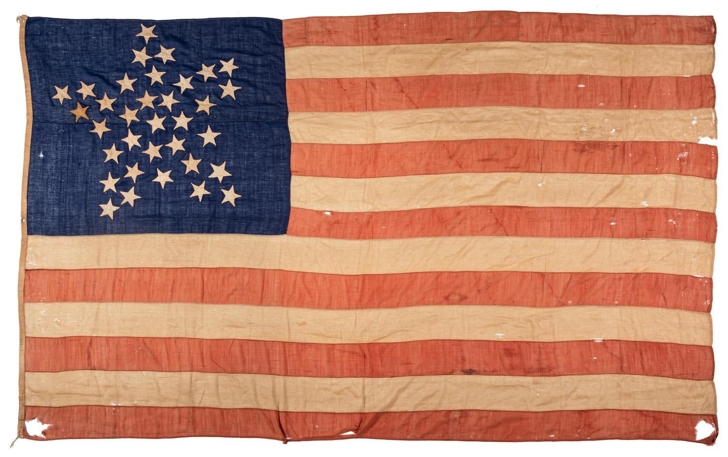 [FLAGS] -- [CIVIL WAR]. 34-star "Great Star" pattern American flag. Ca 1861-1863.