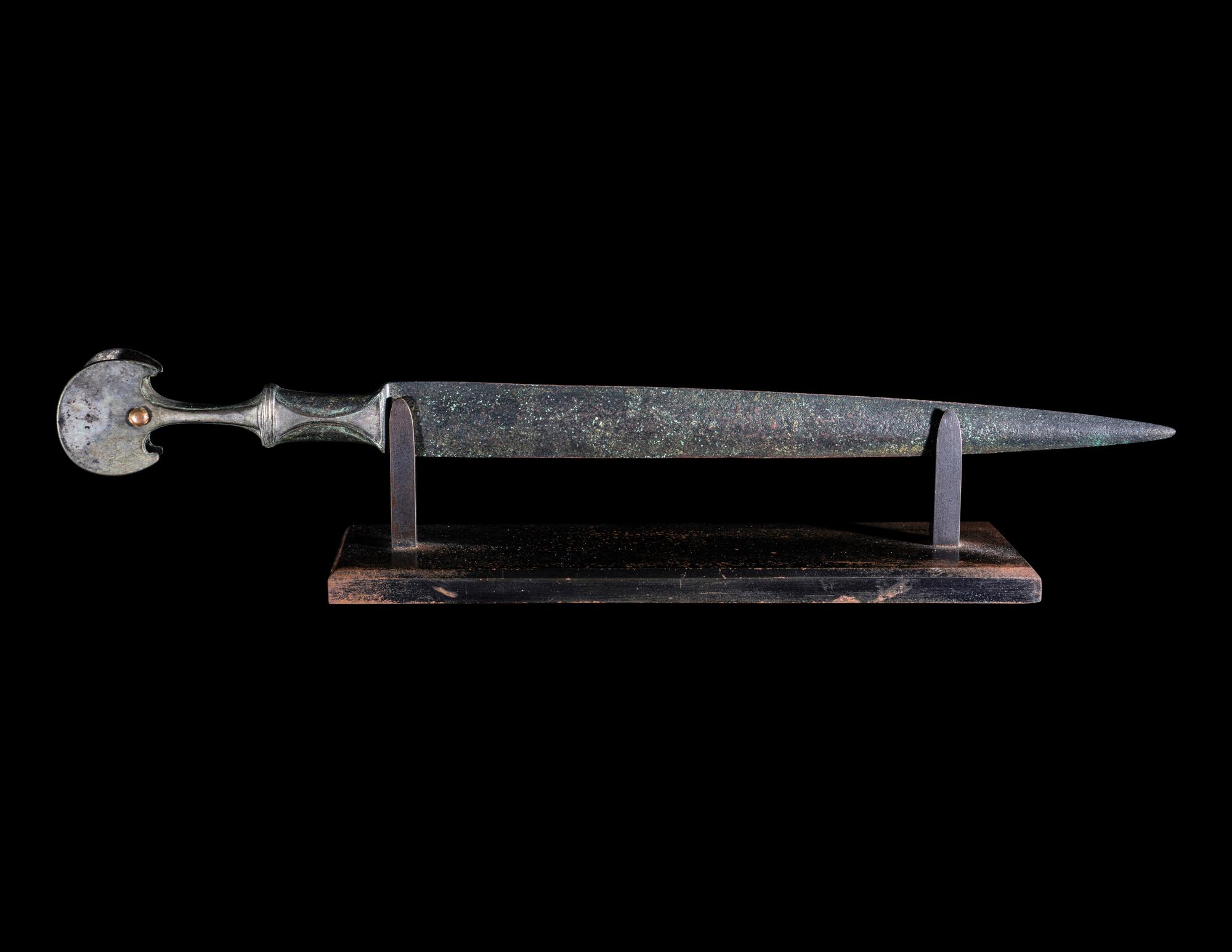 A Luristan Bronze Dagger with Gold and Silver Inlay Hilt