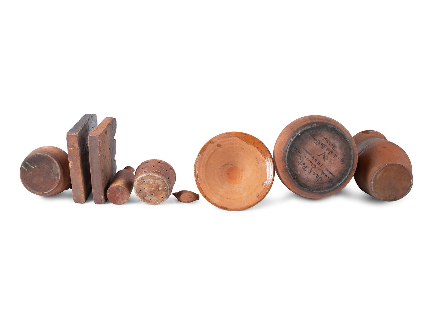 Nine Redware Vessels