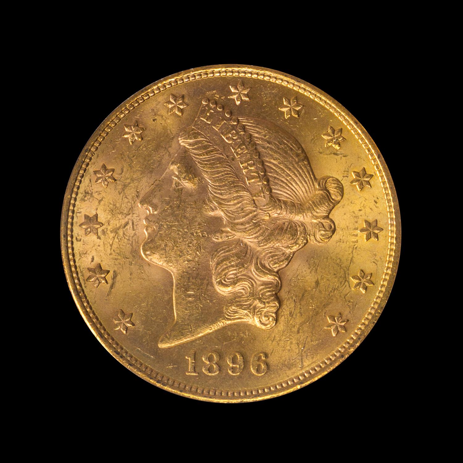 A United States 1896-S Liberty Head $20 Gold Coin