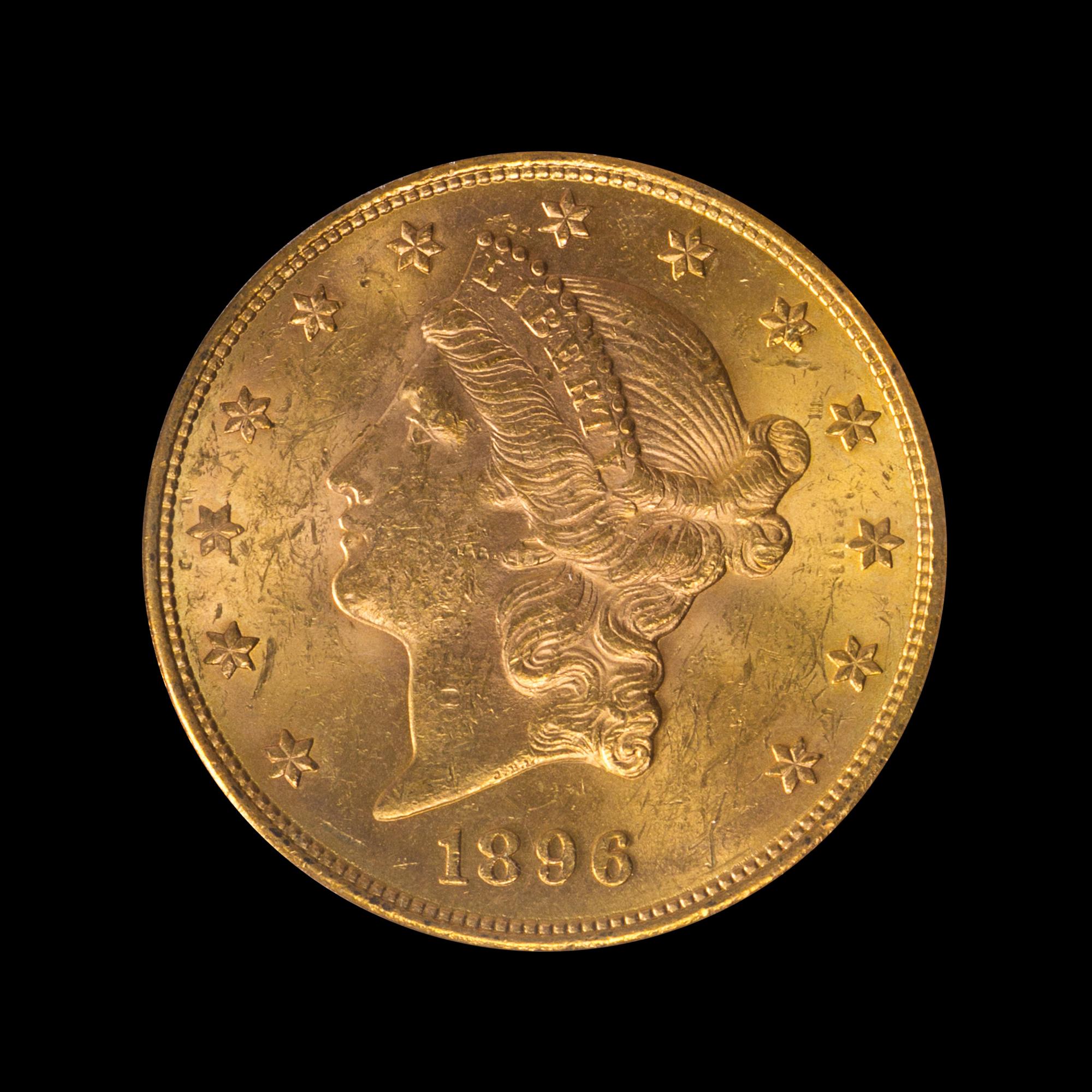 A United States 1896-S Liberty Head $20 Gold Coin