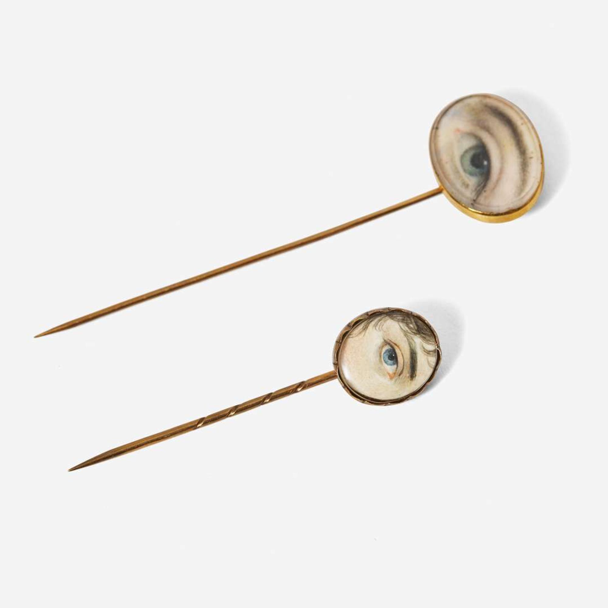 Two Georgian "Lover's eye" stickpins first half 19th century