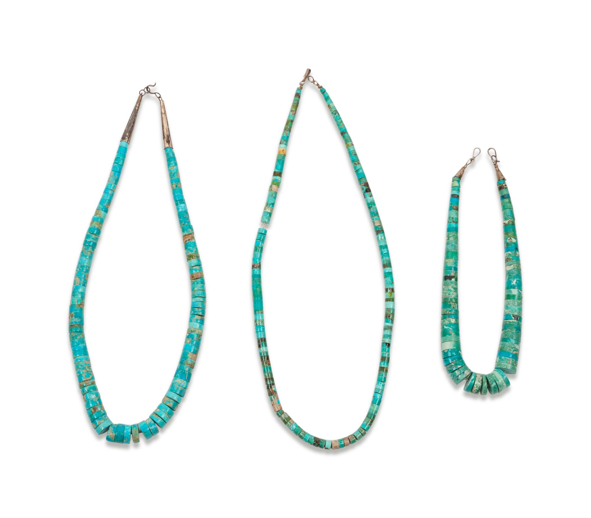 Graduated Rolled Turquoise Necklaces