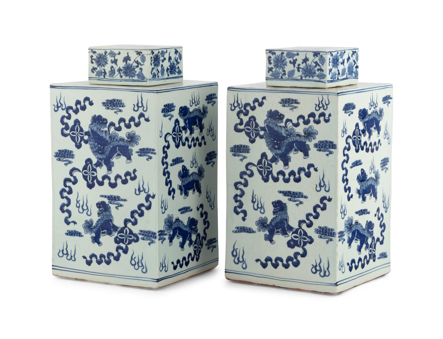A Pair of Chinese Porcelain Urns