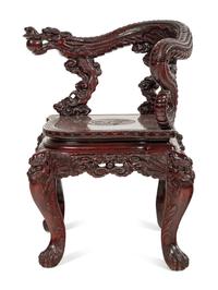 Three Japanese Export Rosewood Armchairs