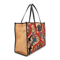 ETRO, EMBROIDERED RAFFIA LARGE TOTE & MATCHING CLUTCH