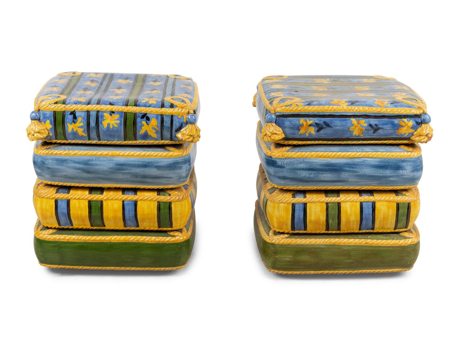 A Pair of Italian Ceramic Garden Stools