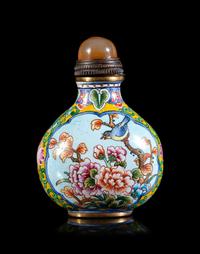 A Chinese Enamel on Copper 'Quail' Snuff Bottle