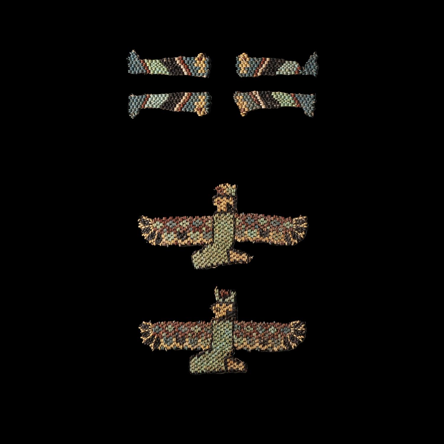 Six Egyptian Bead Funerary Coverings of Sons of Horus, Isis, and Nephthys