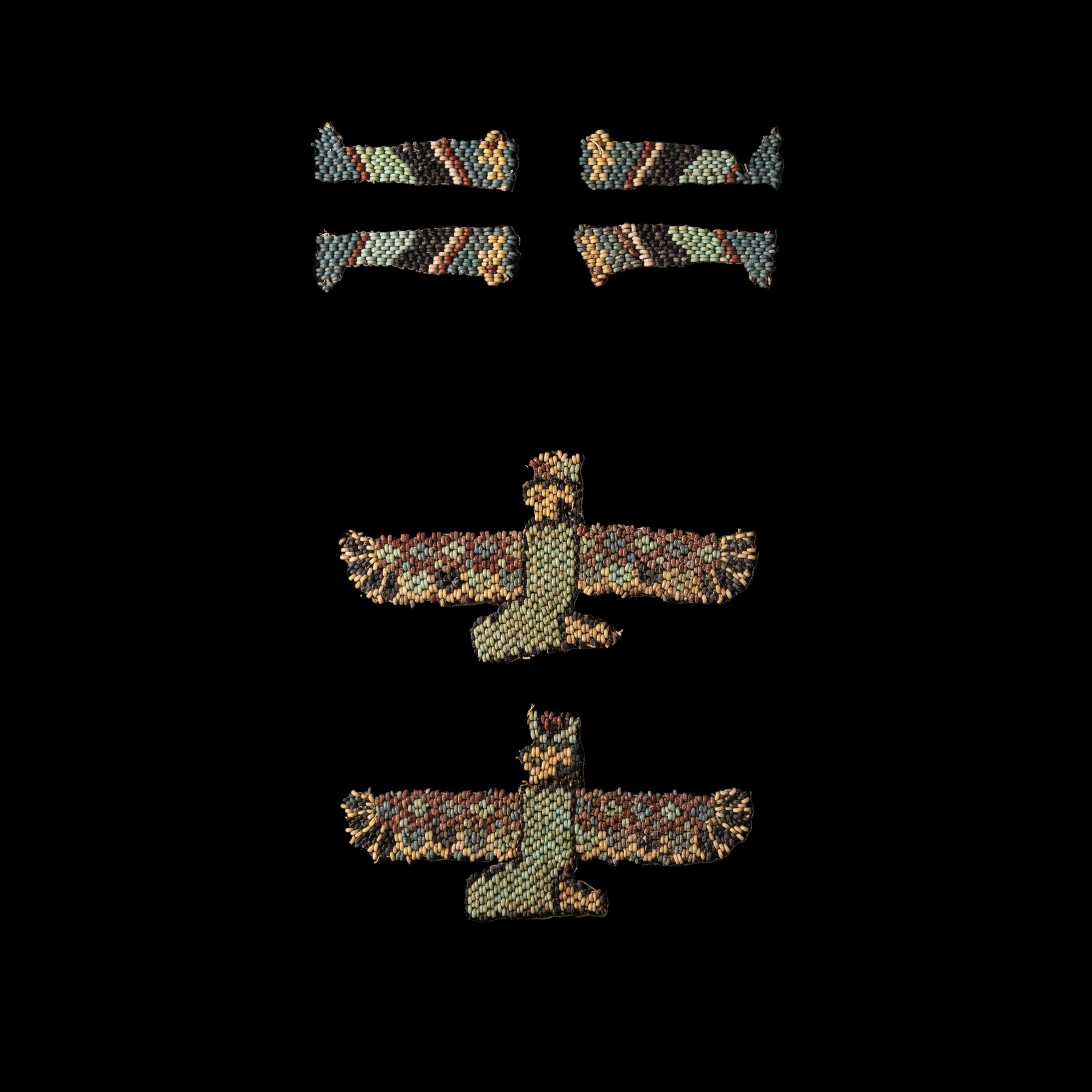 Six Egyptian Bead Funerary Coverings of Sons of Horus, Isis, and Nephthys
