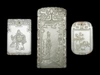 Three Chinese Jade Rectangular Plaques