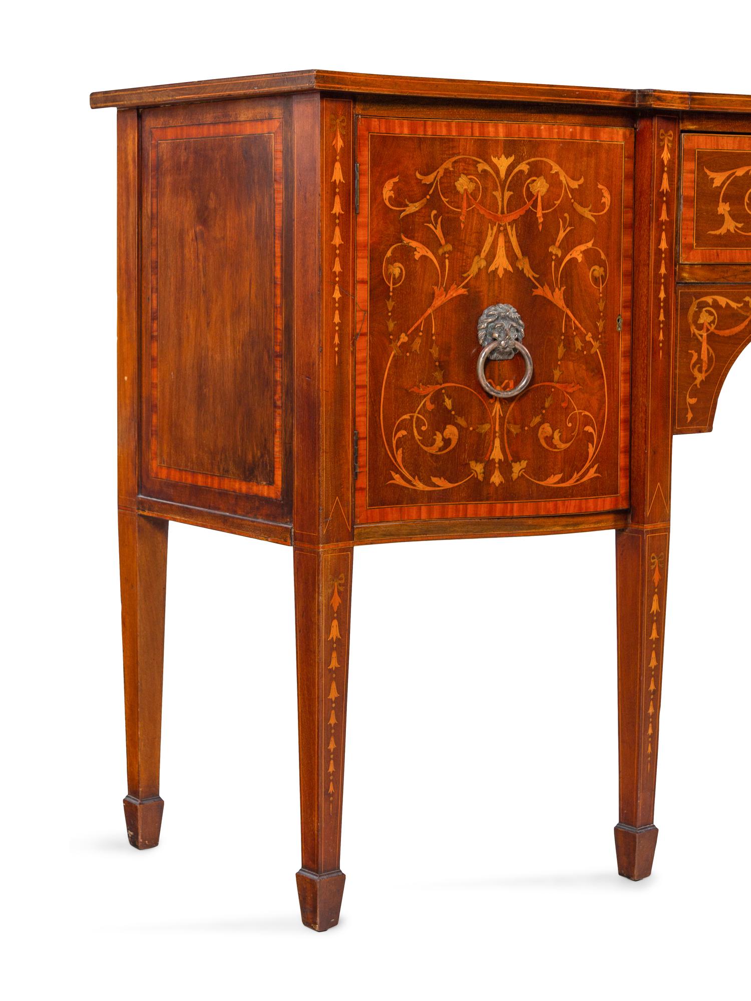 An Edwardian Mahogany, Satinwood and Marquetry Sideboard