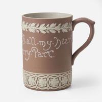 A Wedgwood Harry Barnard (1862-1933) Designed Lilac Dip Jasper Motto Mug UK, circa 1900