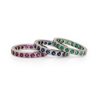 COLLECTION OF WHITE GOLD AND MULTIGEM ETERNITY BANDS