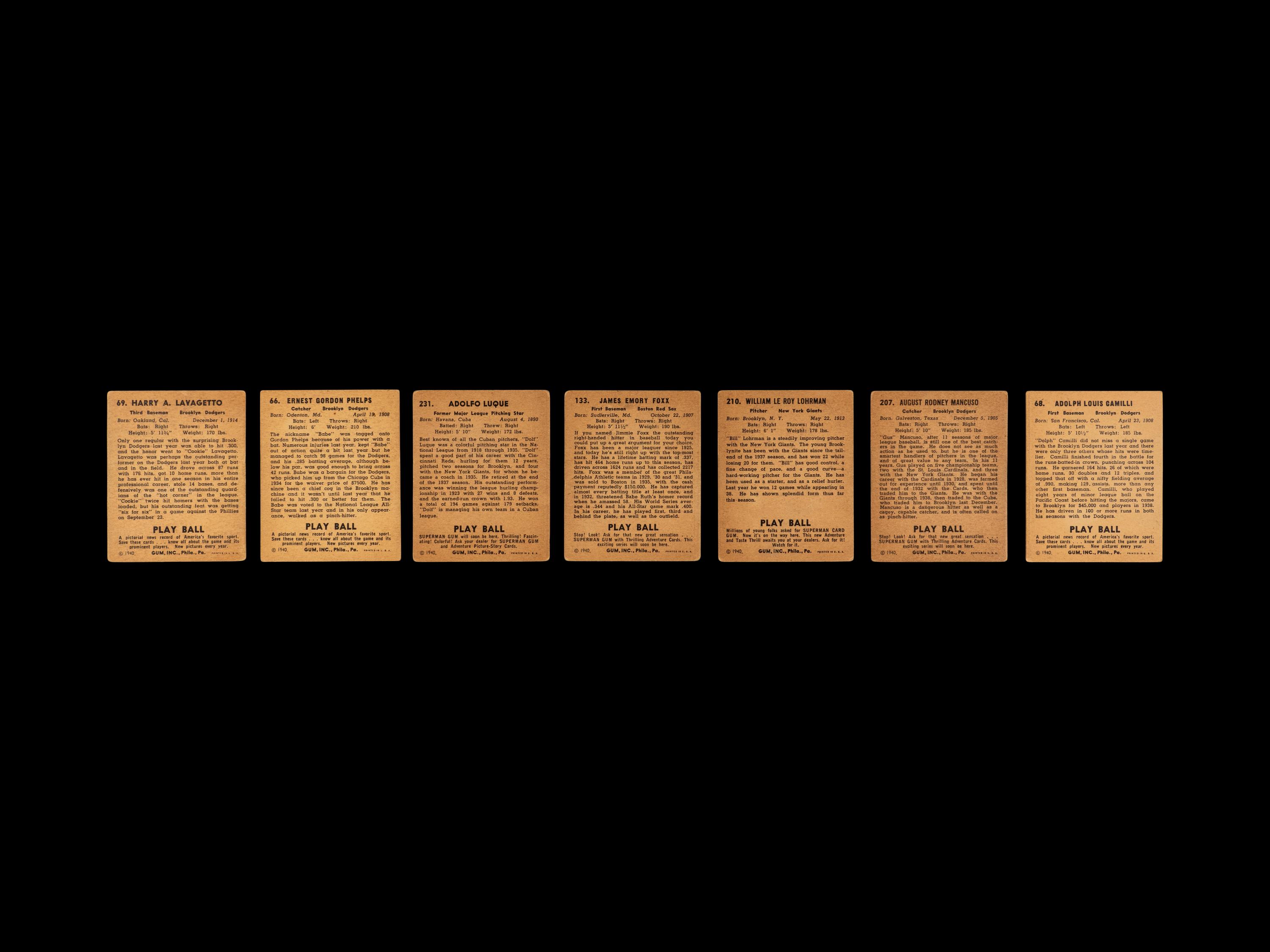 A Collection of 1939 and 1940 Play Ball Baseball Cards Including Jimmie Foxx and Multiple Hall of Famers