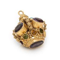 MULTIGEM AND YELLOW GOLD CROWN PENDANT
