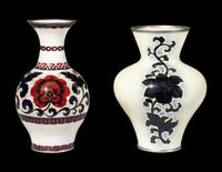 Two Japanese Pale Yellow Ground Cloisonné Enamel Vases