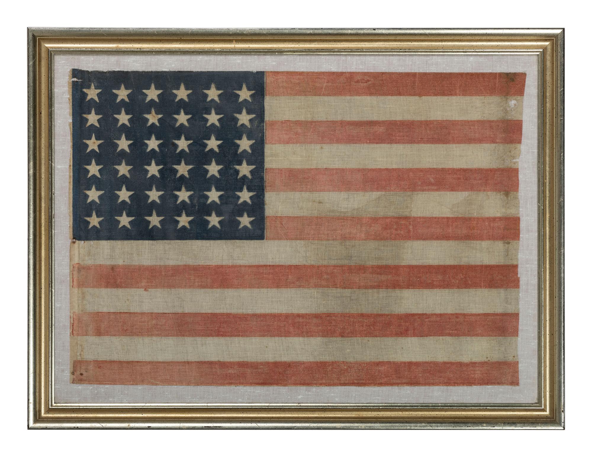 [FLAGS]. 36-star American parade flag. Ca 1865-1867.