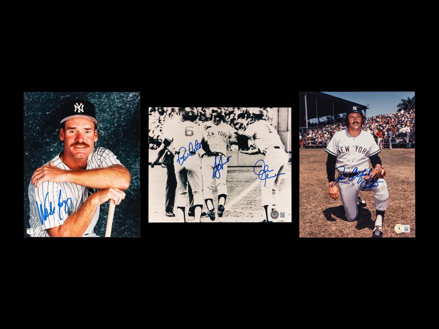 A Large Group of Signed Autograph New York Yankees Items (Including Reggie Jackson and Jim Catfish Hunter),