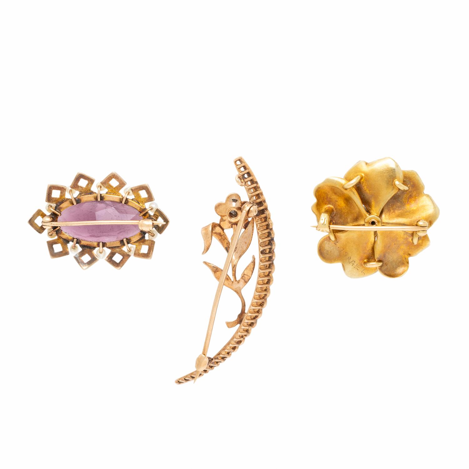 Three Seed Pearl Brooches