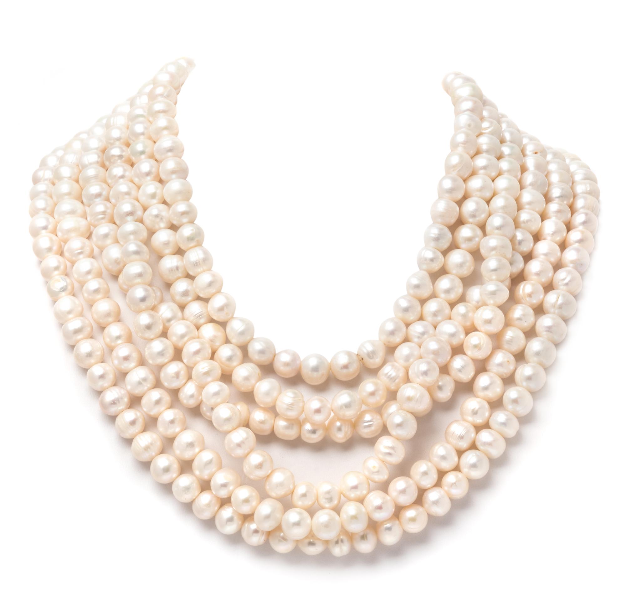 A Yellow Gold, Smoky Quartz and Cultured Pearl Necklace, 253.70 dwts.