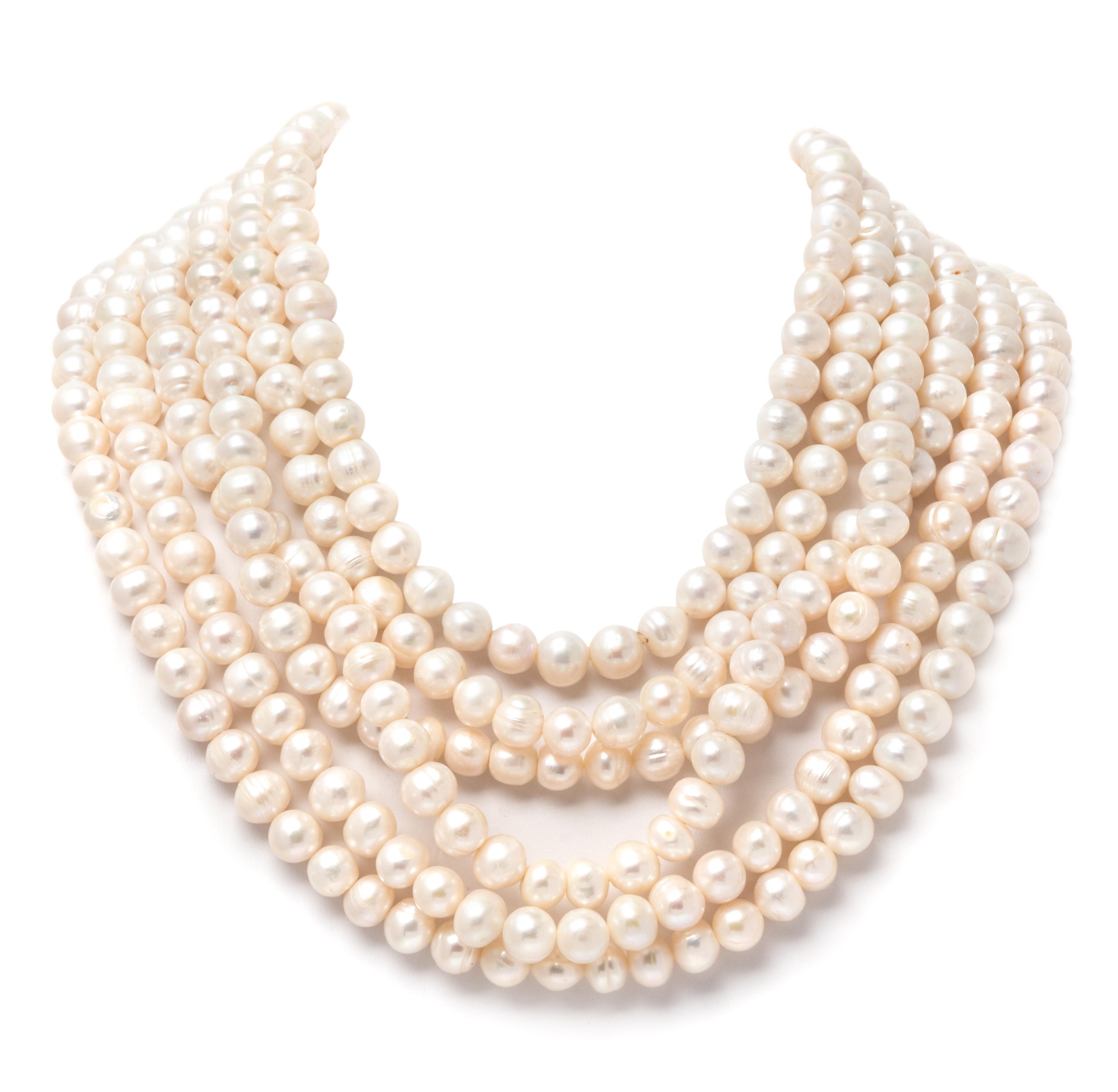 A Yellow Gold, Smoky Quartz and Cultured Pearl Necklace, 253.70 dwts.