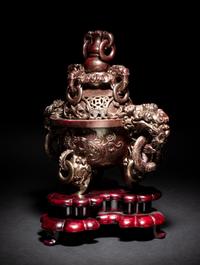 A Chinese Hardstone Tripod Incense Burner