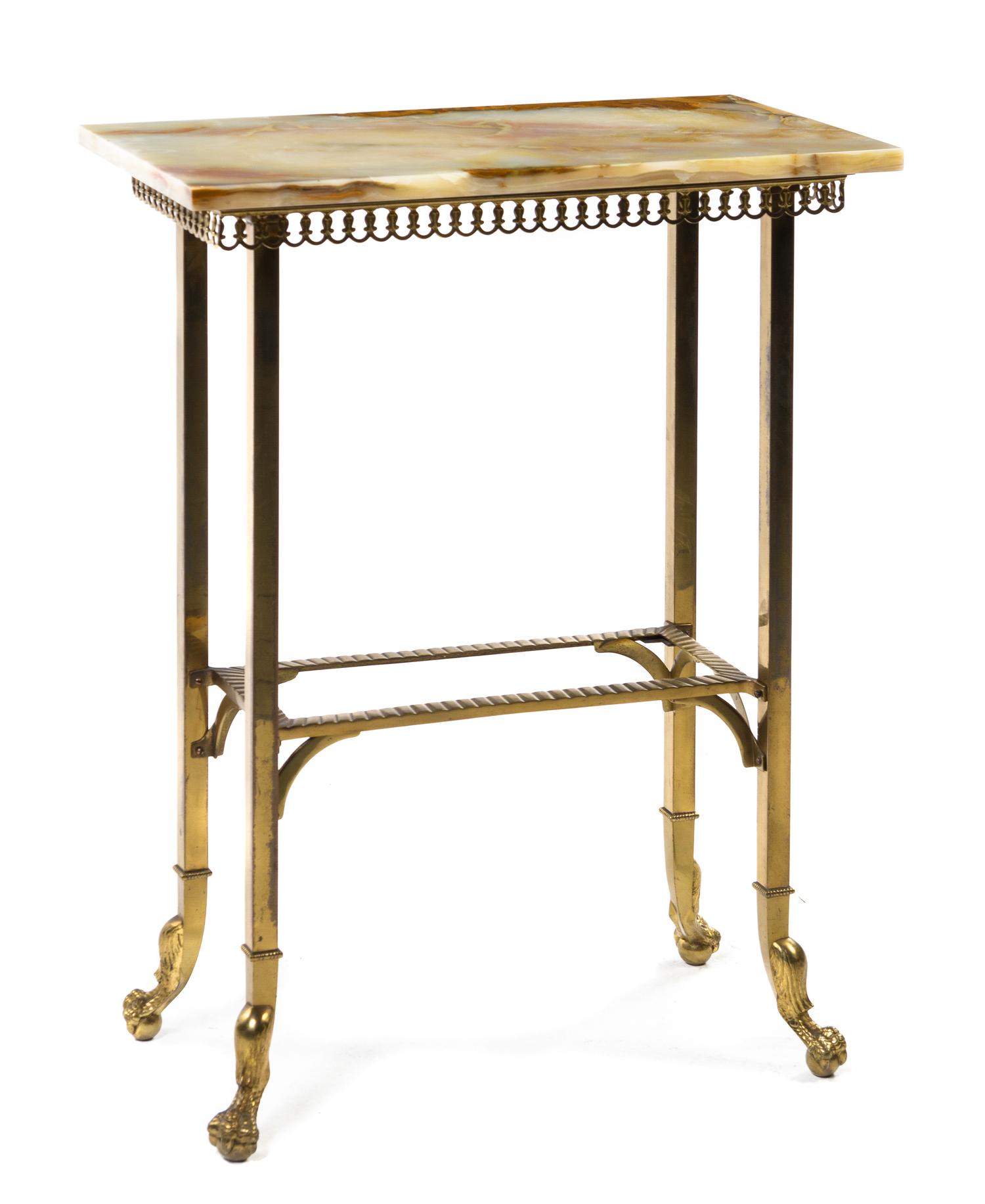 A Victorian Onyx and Gilt Metal Occasional Table, Height 30 x width 27 x depth 14 inches.