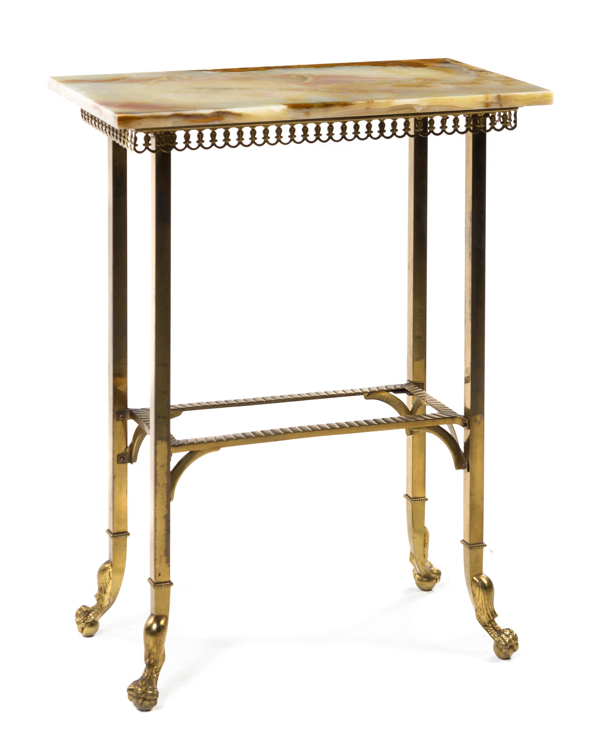 A Victorian Onyx and Gilt Metal Occasional Table, Height 30 x width 27 x depth 14 inches.